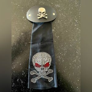 Hair Tube With embroidered bling with Hard Leather and Stud Clip